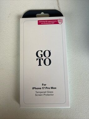Go-To Tempered Glass Screen Protector for iPhone 17 Pro Max — Black Packaging
